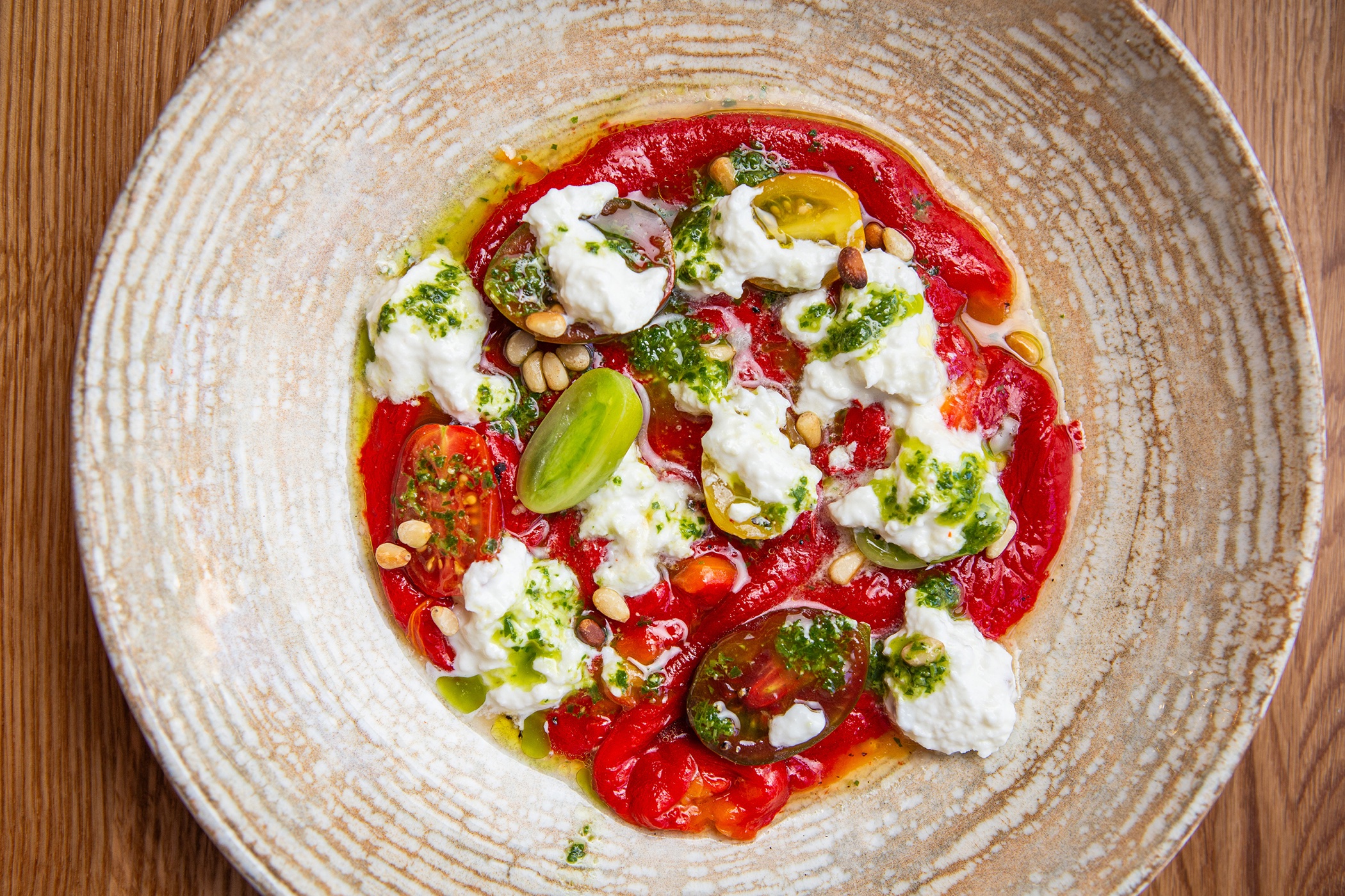Carpaccio di peperone con stracciatella